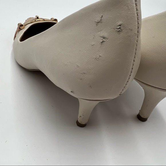 Coach Lauri White/Beechwood Kitten Horsebit Heels - Picture 5 of 7